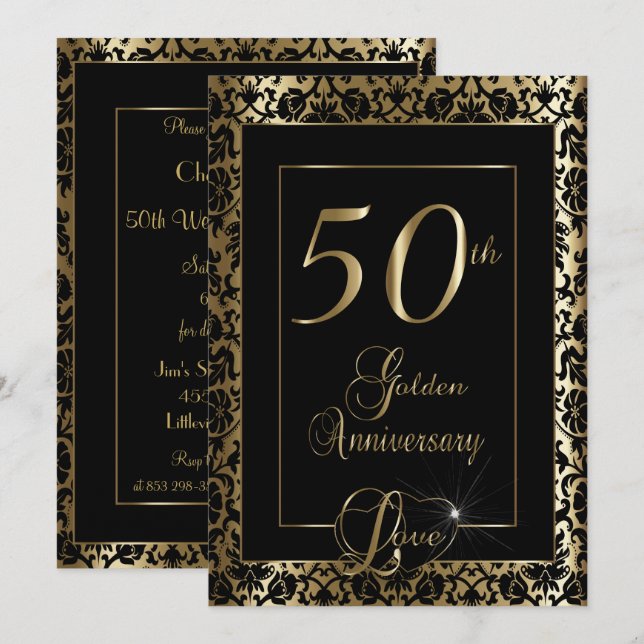 Invitation 50e anniversaire de mariage | Texte DIY (Devant / Derrière)