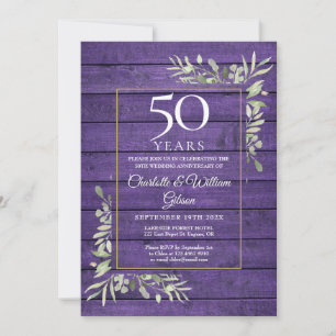 Invitation 50e anniversaire de Mariage verdure Bois pourpre