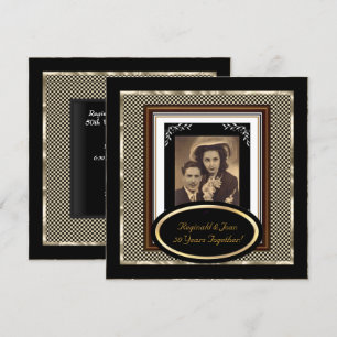 Invitation 50e anniversaire de mariage vintage noir sépia or