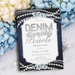 Invitation 50e anniversaire Denim Diamonds Pearls Frame<br><div class="desc">Vous cherchez des idées de fête du 50e anniversaire pour les femmes? Ce denim moderne, élégant et chic, les diamants et les perles, invitation à la fête d'anniversaire pour elle, avec son thème denim et perles - avec une touche de diamants, est une façon parfaite de célébrer un anniversaire marquant...</div>