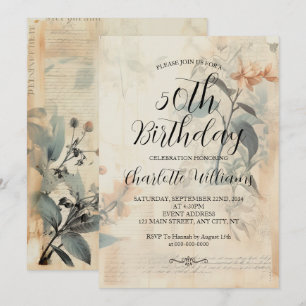 Invitation 50e anniversaire des femmes botaniques vintages