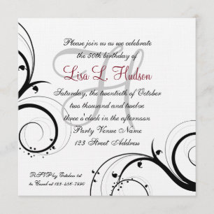 Invitation 50e anniversaire des perles noires rouges