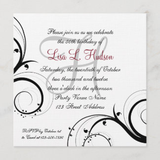 Invitation 50e anniversaire des perles noires rouges