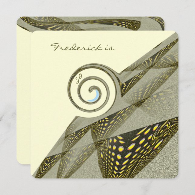 Invitation 50e anniversaire Design vert et jaune (Devant / Derrière)