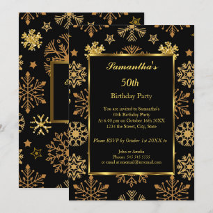 Invitation 50e Anniversaire d'hiver Soirée Gold Black Invitat