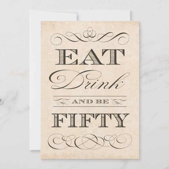 Invitation 50e anniversaire Dîner fête manger boire et être C (Devant)
