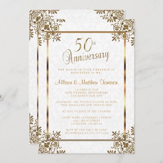Invitation 50e anniversaire d'or (Devant / Derrière)