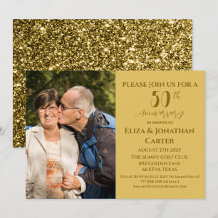 Invitation 50e anniversaire d'or Parties scintillant de la Su