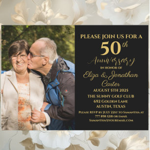 Invitation 50e anniversaire d'or Parties scintillant de la Su