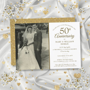 Invitation 50e Anniversaire d'or Souvenirs photo Mariage
