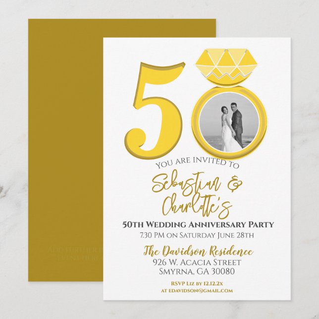 Invitation 50e anniversaire du Mariage (Devant / Derrière)