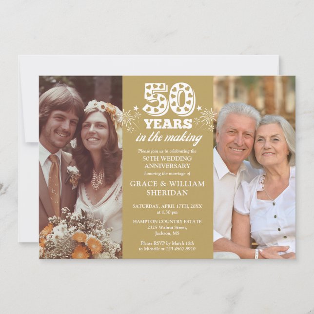 Invitation 50e anniversaire du Mariage 2 Photo (Devant)