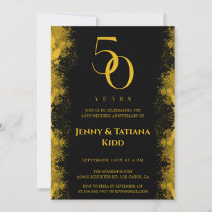 Invitation 50e anniversaire du Mariage Black & Gold