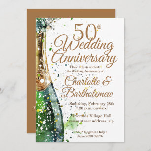 Invitation 50e anniversaire du Mariage Bouteille