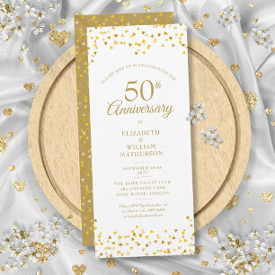 Invitation 50e anniversaire du Mariage Coeurs d'amour dorés