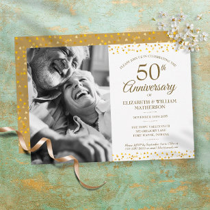 Invitation 50e anniversaire du Mariage Coeurs d'or Photo
