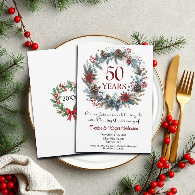 Invitation 50e anniversaire du Mariage d'or hiver (Créateur téléchargé)
