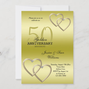 Invitation 50e anniversaire du Mariage d'or romantique