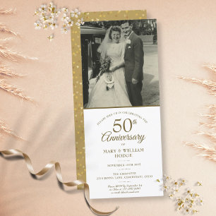 Invitation 50e anniversaire du Mariage Gold Heart Confetti Ph