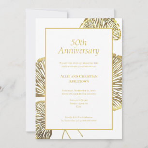 Invitation 50e anniversaire du Mariage Golden Gingko Biloba L