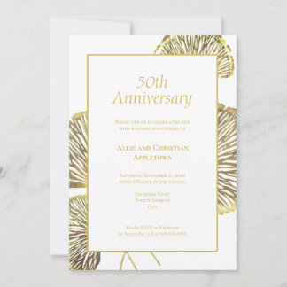Invitation 50e anniversaire du Mariage Golden Gingko Biloba L