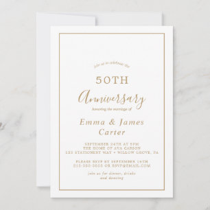Invitation 50e anniversaire du Mariage minimaliste de l'or