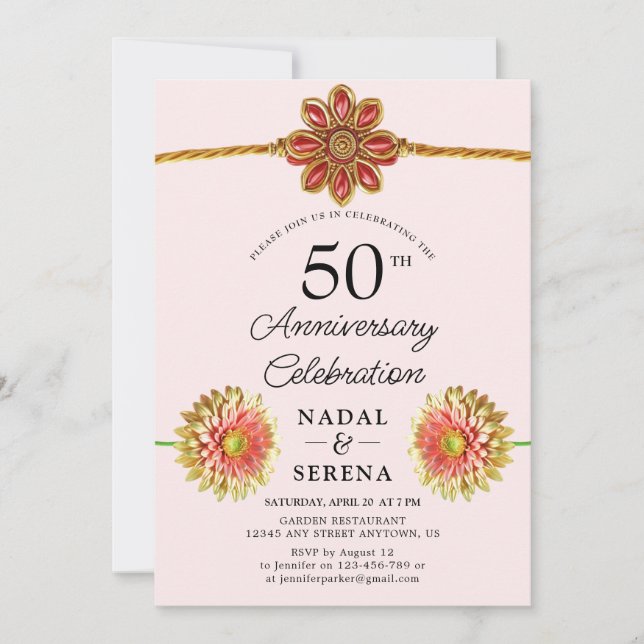 Invitation 50e anniversaire du Mariage Or (Devant)