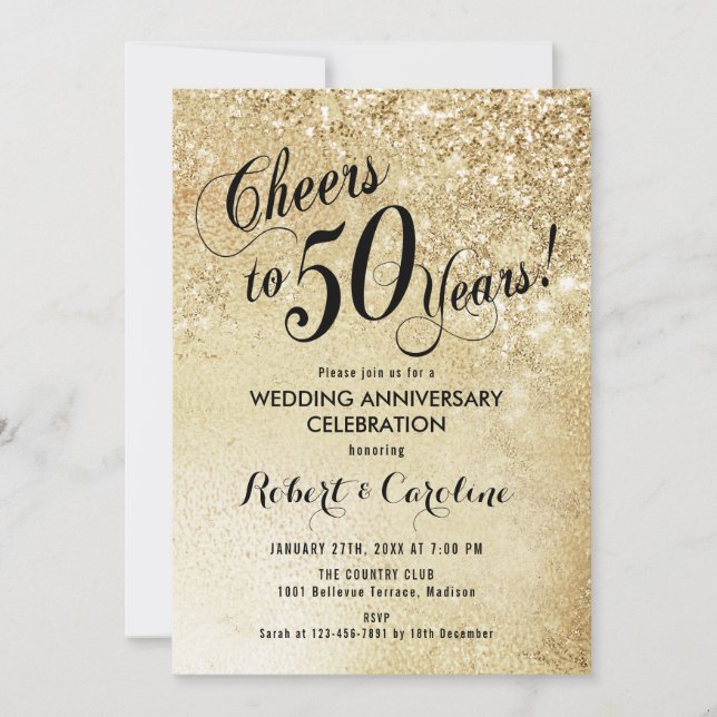 Invitation 50e anniversaire du Mariage Or (Devant)