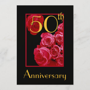 Invitation 50e anniversaire du Mariage ROUGE Roses