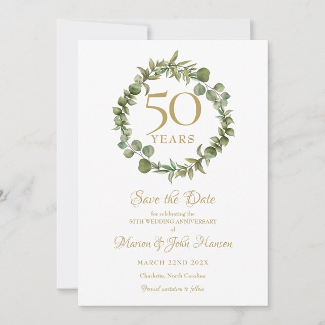 Invitation 50e anniversaire du Mariage Sauvez la date Garland (Devant)