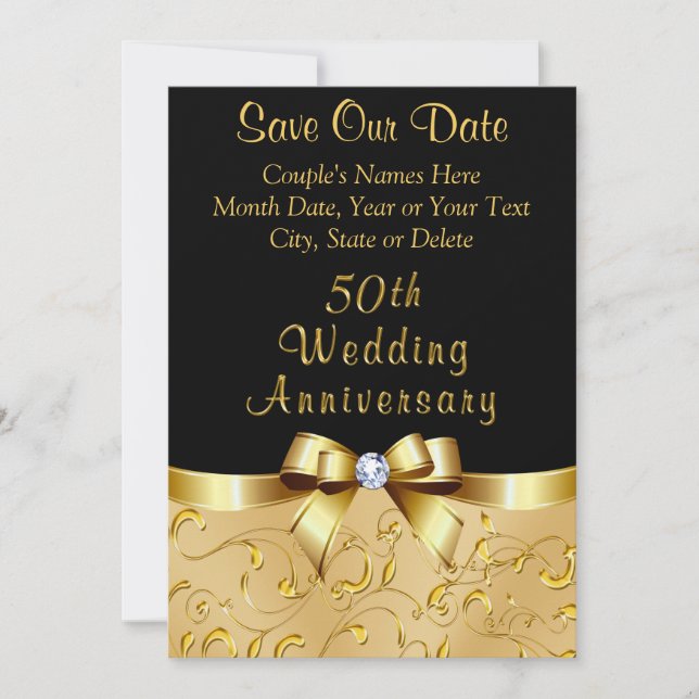 Invitation 50e anniversaire du Mariage SAVE the DATE Invitati (Devant)