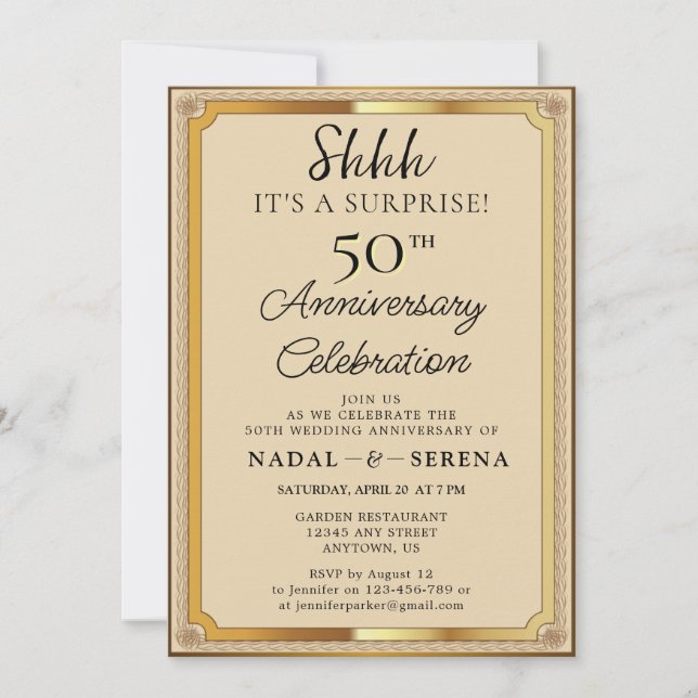 Invitation 50e anniversaire du Mariage surprise (Devant)