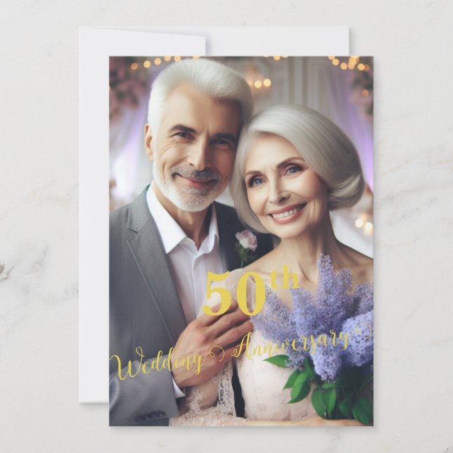 Invitation 50e anniversaire du mariage Vignoble Lilac | Photo (Devant)