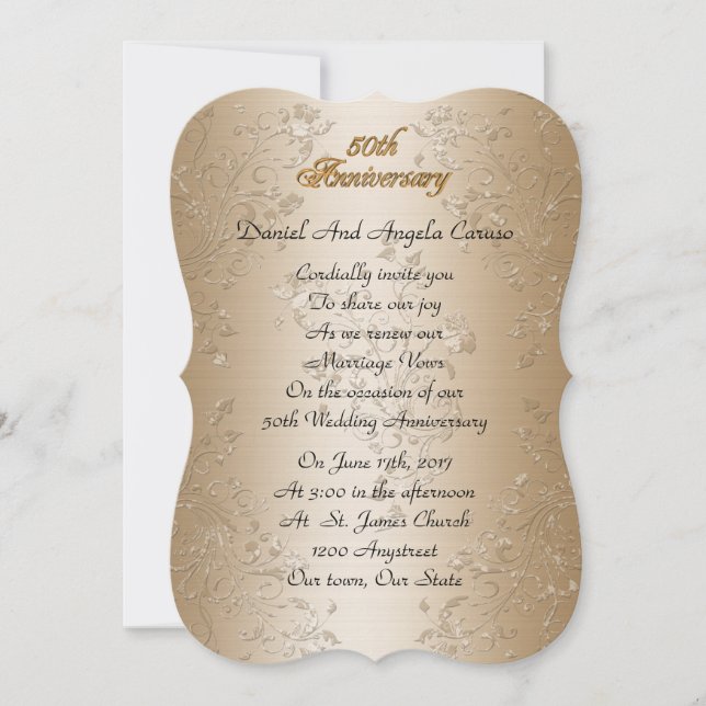 Invitation 50e anniversaire du Mariage vow renouvellement or  (Devant)