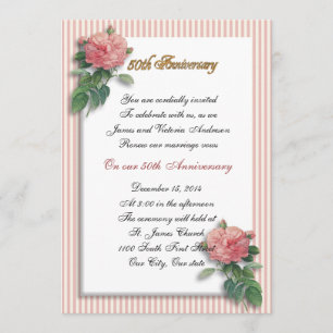 Invitation 50e anniversaire du Mariage vow renouvellement ros