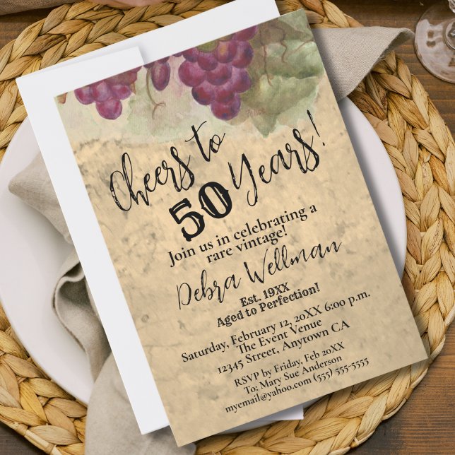 Invitation 50e anniversaire du vignoble | À 50 ans de bonheur (Créateur téléchargé)