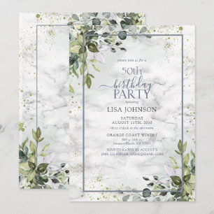 Invitation 50e anniversaire Dusty Blue Eucalyptus verdure