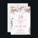 Invitation 50e anniversaire Elégant Berry d'hiver Botanique<br><div class="desc">Invitation vos invités à une fête spéciale d'hiver ou de Noël avec cette élégante fraise rouge et feuillage vert sauge design floral. Des baies rouges profondes sont nichées dans des feuilles et des branches. Le texte rouge ajoute à l'humeur festive. Cet article fait partie de la collection de baies d'hiver....</div>