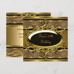 Invitation 50e anniversaire Élégant Classe Or Gold Black