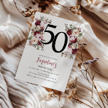 Invitation 50e anniversaire Elegant Floral<br><div class="desc">Découvrez une floraison d'élégance avec notre nouvelle gamme de Cartes d'invitation pour l'anniversaire adulte ! Caractérisé par un modèle d'invitation moderne,  des fleurs aquarelles éthérées dans des tons luxuriants de rouge et de rose pastel,  complétées par un feuillage vert vibrant.</div>