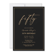50e anniversaire Elegant Gold Black Party Invitati