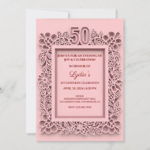 Invitation 50e Anniversaire Élégant Style de Découpe de Papie