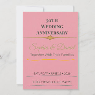 Invitation 50e anniversaire Élégant Sur mesure Or Amo