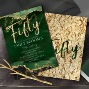Invitation 50e anniversaire Emerald Green and Gold