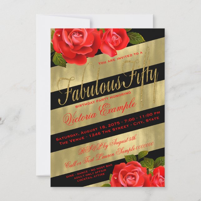 Invitation 50e anniversaire fabuleux d'une femme (Devant)