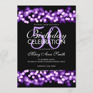 Invitation 50e anniversaire Faux Purple Hollywood Glam