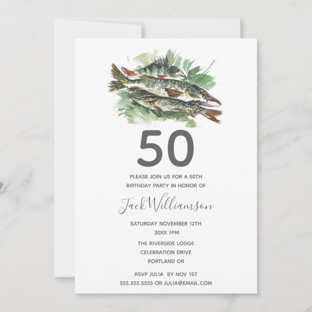 Invitation 50e anniversaire | Fête de pêche du poisson parti (Devant)