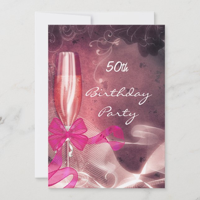 Invitation 50e anniversaire Fête Rose (Devant)