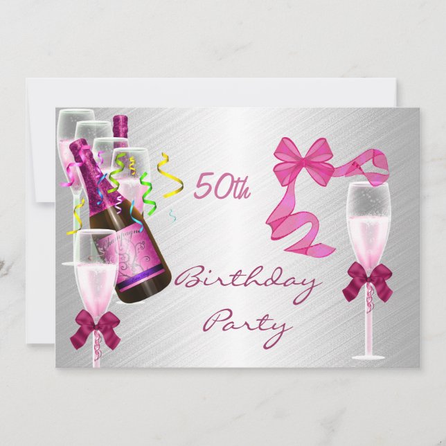 Invitation 50e anniversaire Fête Rose (Devant)