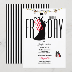 Invitation 50e anniversaire fête Stripes Stiletto unique